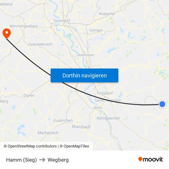 Hamm (Sieg) to Wegberg map