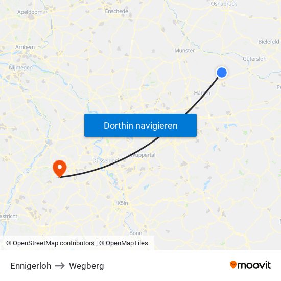Ennigerloh to Wegberg map