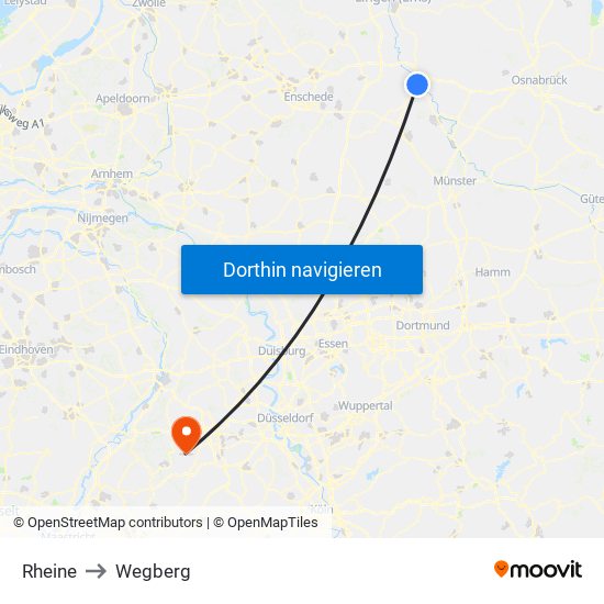 Rheine to Wegberg map