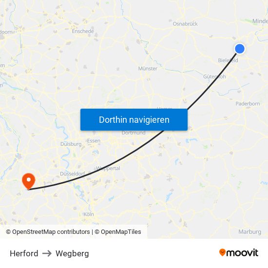 Herford to Wegberg map