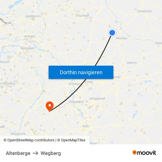 Altenberge to Wegberg map