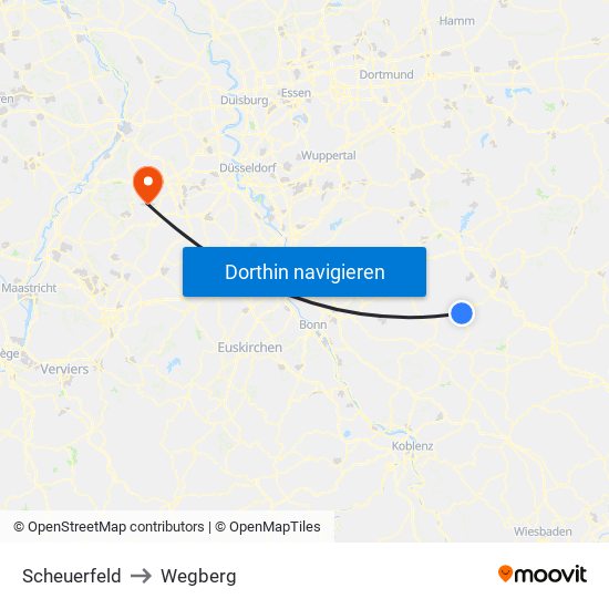 Scheuerfeld to Wegberg map