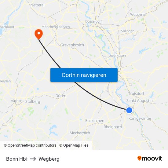 Bonn Hbf to Wegberg map