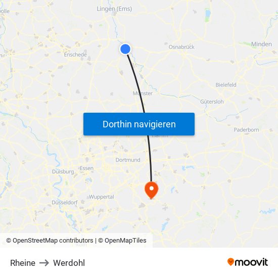 Rheine to Werdohl map