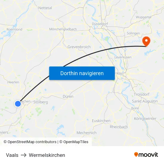 Vaals to Wermelskirchen map