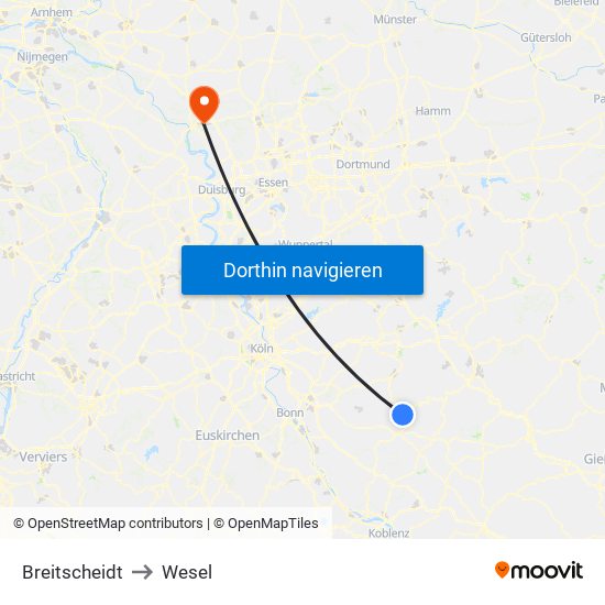 Breitscheidt to Wesel map