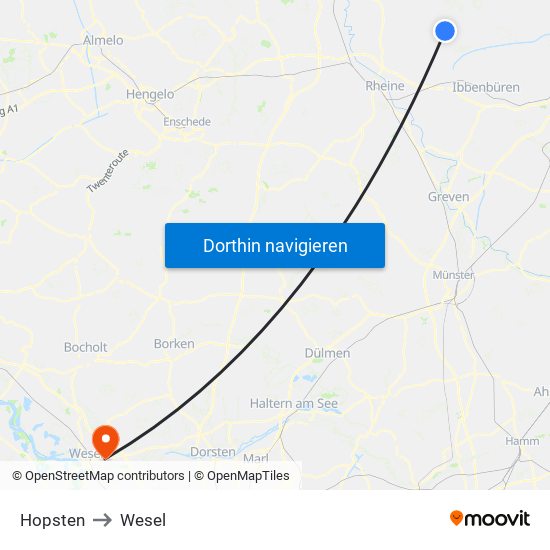 Hopsten to Wesel map