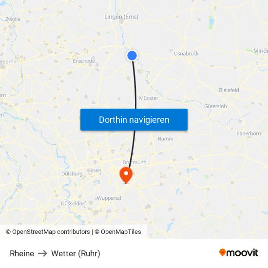 Rheine to Wetter (Ruhr) map