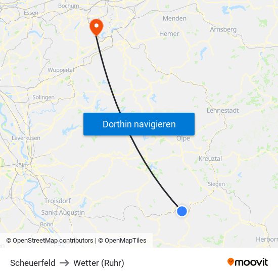 Scheuerfeld to Wetter (Ruhr) map