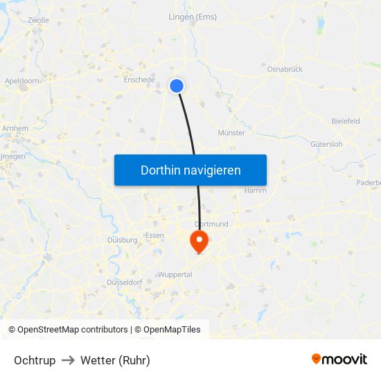 Ochtrup to Wetter (Ruhr) map