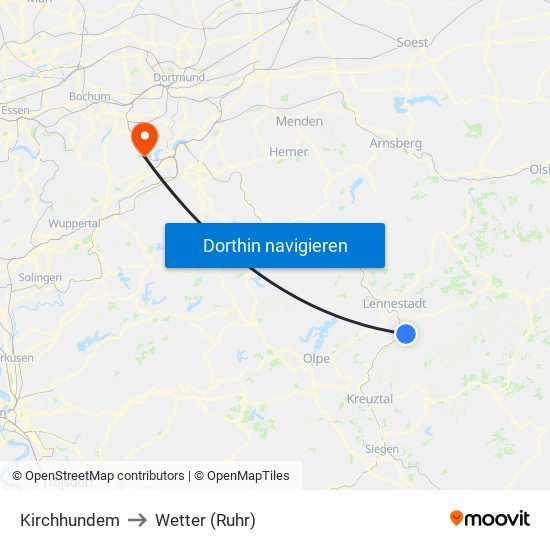 Kirchhundem to Wetter (Ruhr) map
