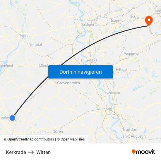 Kerkrade to Witten map