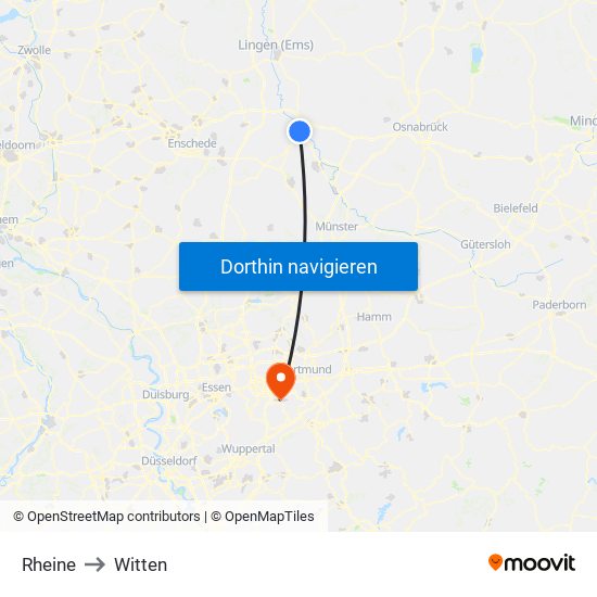 Rheine to Witten map