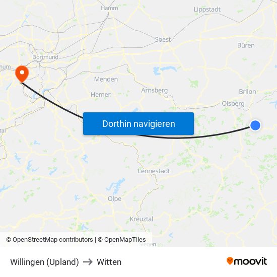 Willingen (Upland) to Witten map