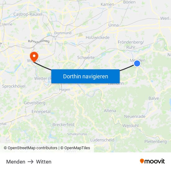 Menden to Witten map