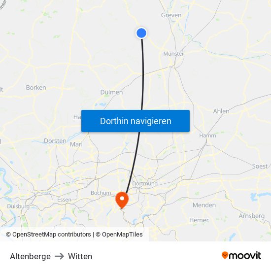 Altenberge to Witten map