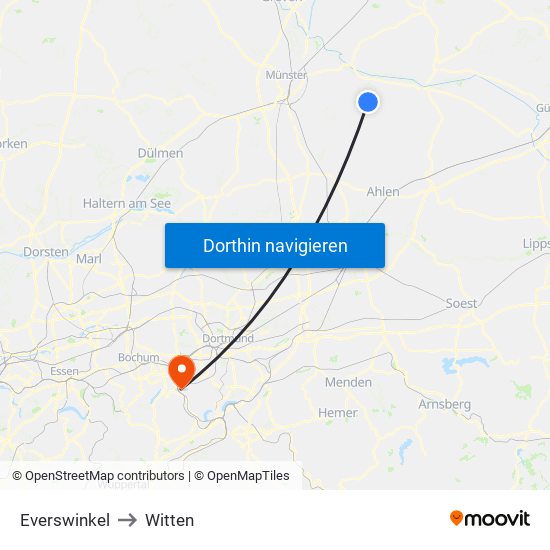 Everswinkel to Witten map