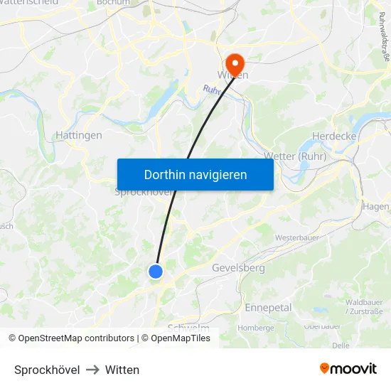 Sprockhövel to Witten map