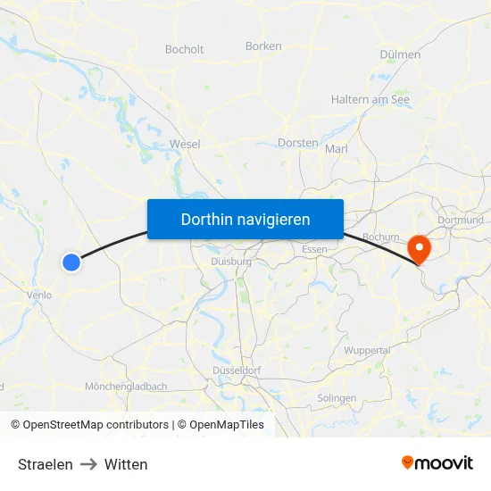 Straelen to Witten map