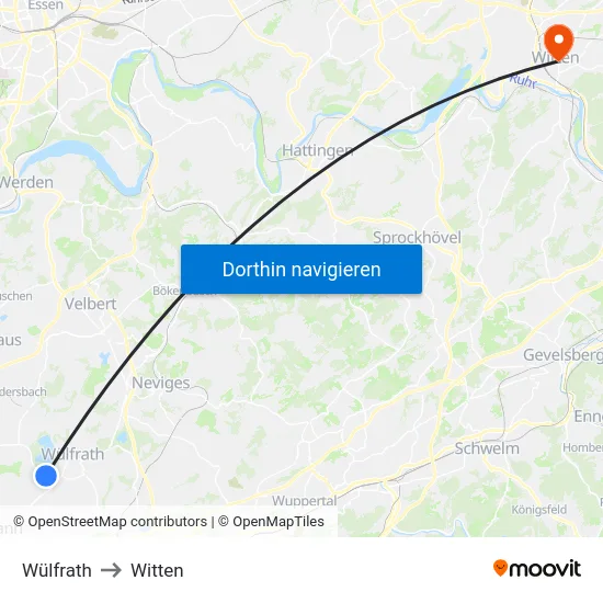 Wülfrath to Witten map