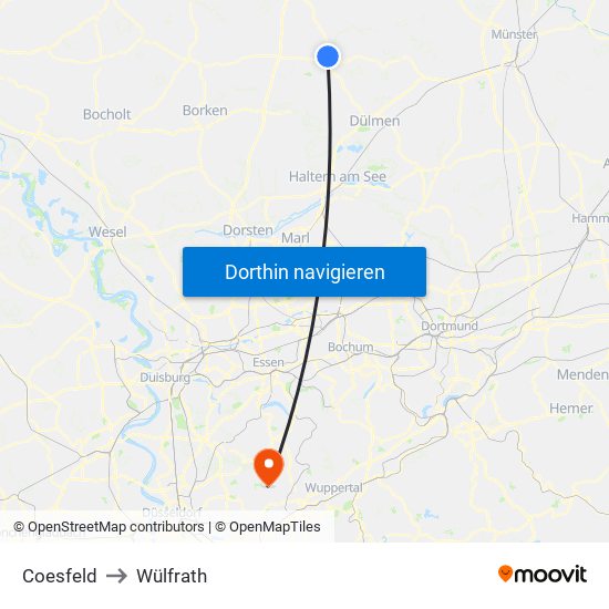 Coesfeld to Wülfrath map