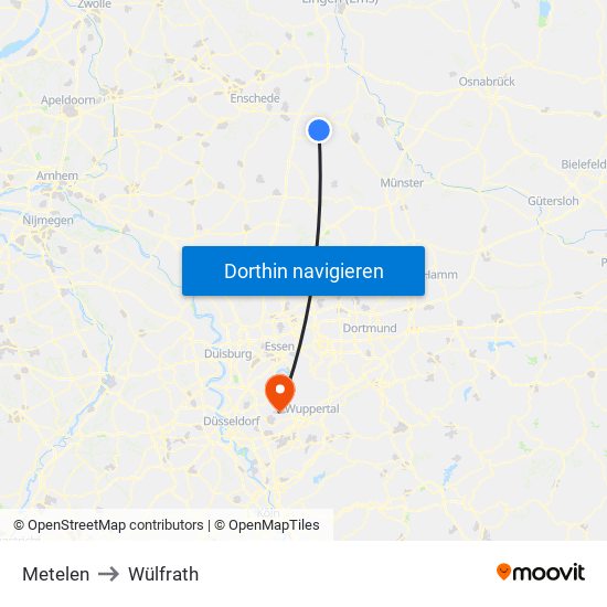 Metelen to Wülfrath map