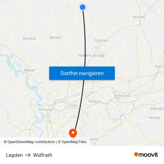 Legden to Wülfrath map