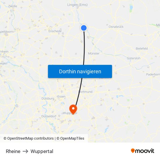 Rheine to Wuppertal map