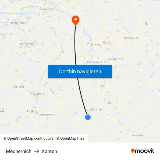 Mechernich to Xanten map