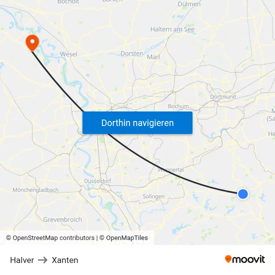 Halver to Xanten map