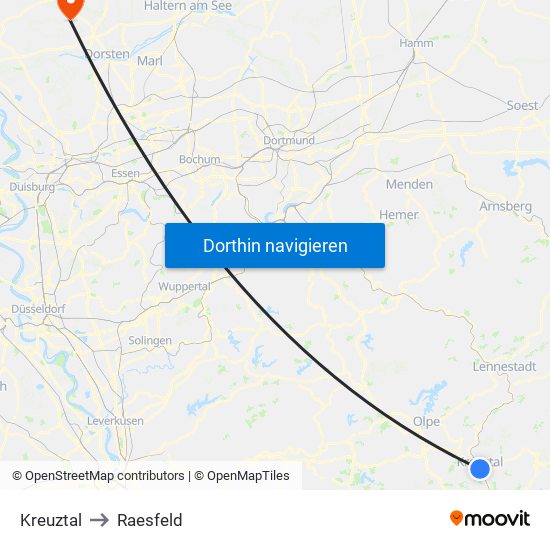 Kreuztal to Raesfeld map