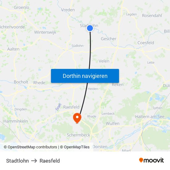 Stadtlohn to Raesfeld map