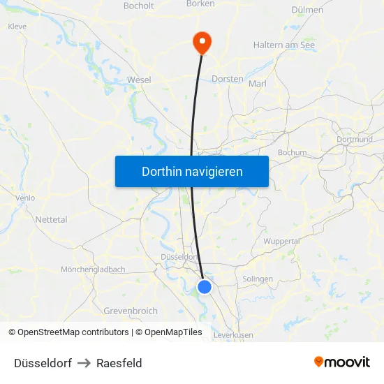 Düsseldorf to Raesfeld map