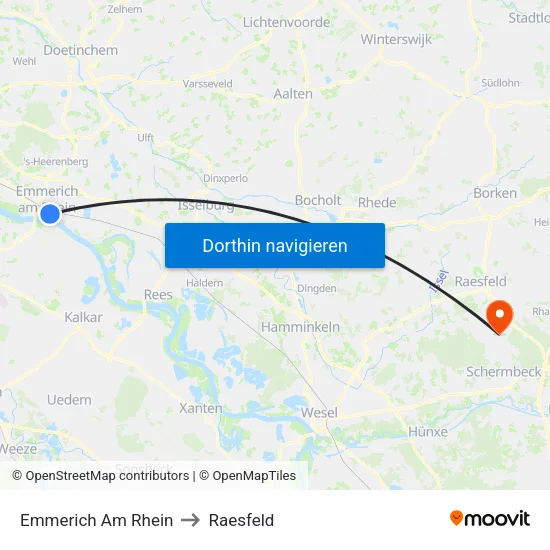 Emmerich Am Rhein to Raesfeld map
