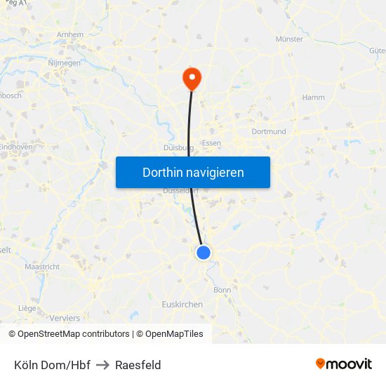 Köln Dom/Hbf to Raesfeld map