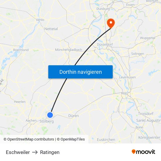 Eschweiler to Ratingen map