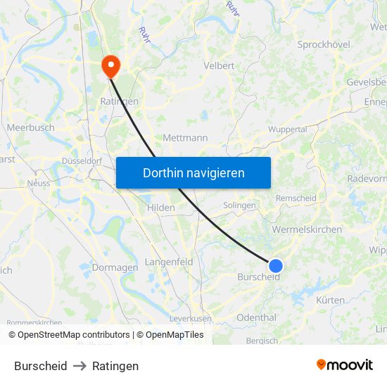 Burscheid to Ratingen map
