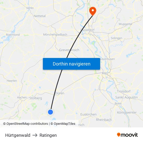 Hürtgenwald to Ratingen map