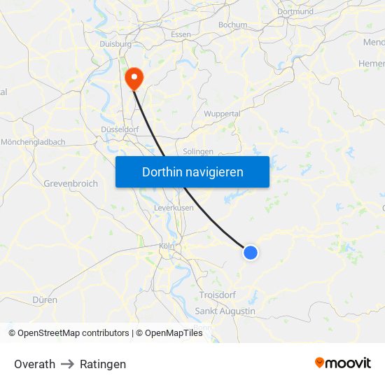 Overath to Ratingen map