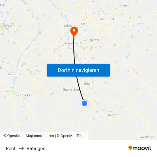 Rech to Ratingen map