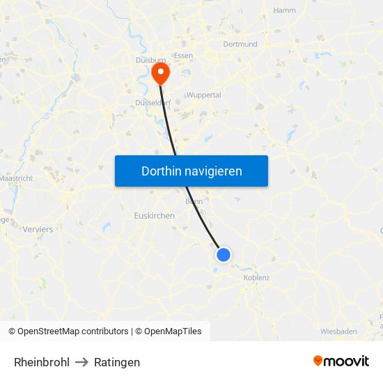 Rheinbrohl to Ratingen map