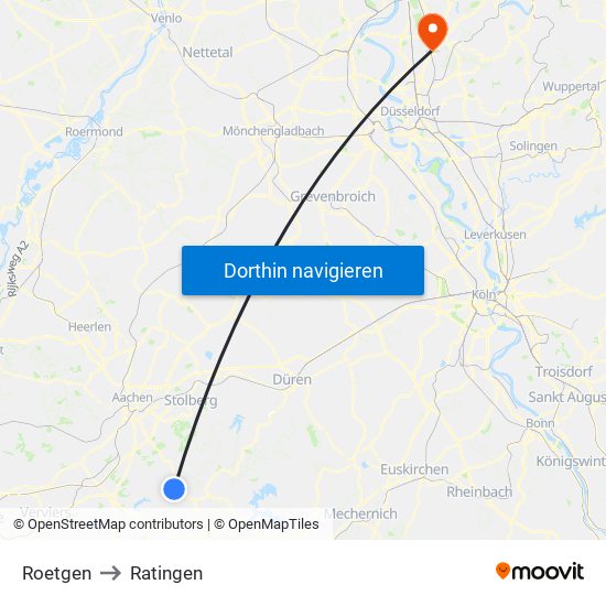 Roetgen to Ratingen map