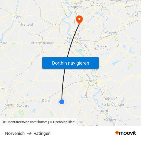 Nörvenich to Ratingen map