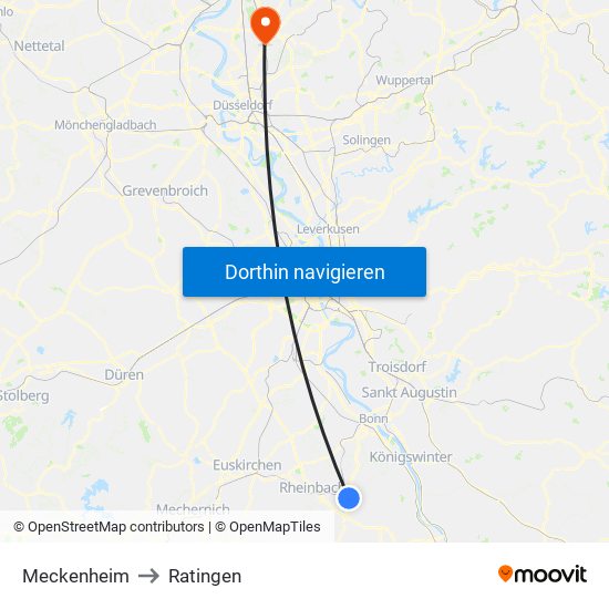 Meckenheim to Ratingen map