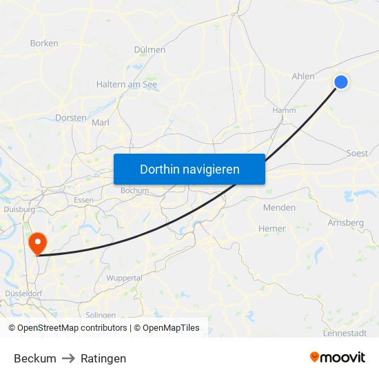 Beckum to Ratingen map