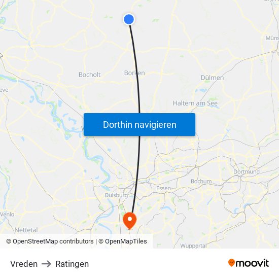 Vreden to Ratingen map