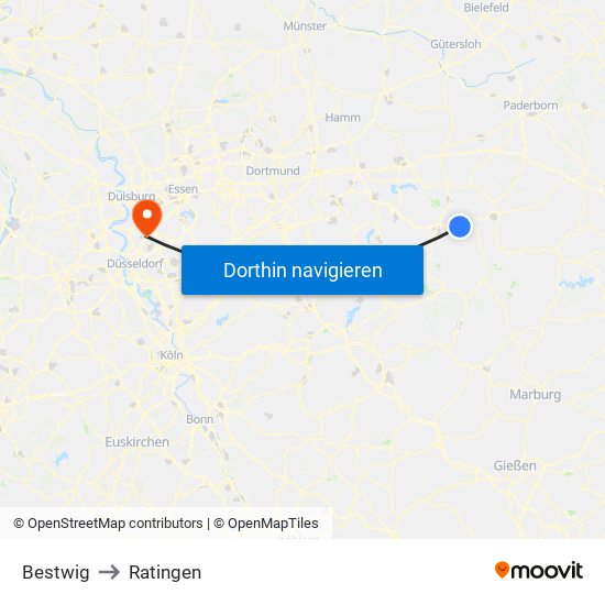 Bestwig to Ratingen map