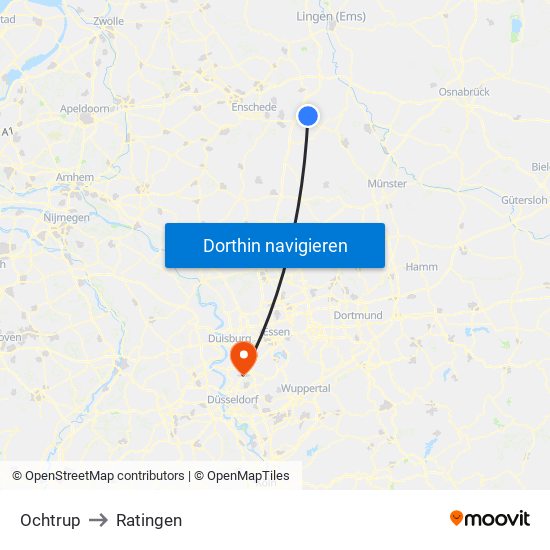 Ochtrup to Ratingen map