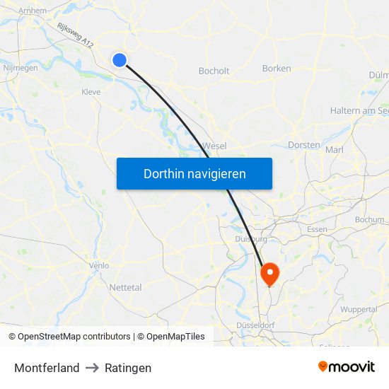 Montferland to Ratingen map