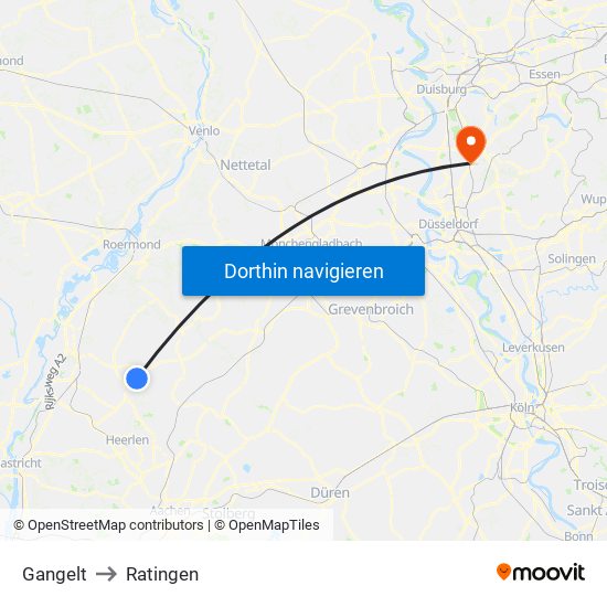 Gangelt to Ratingen map